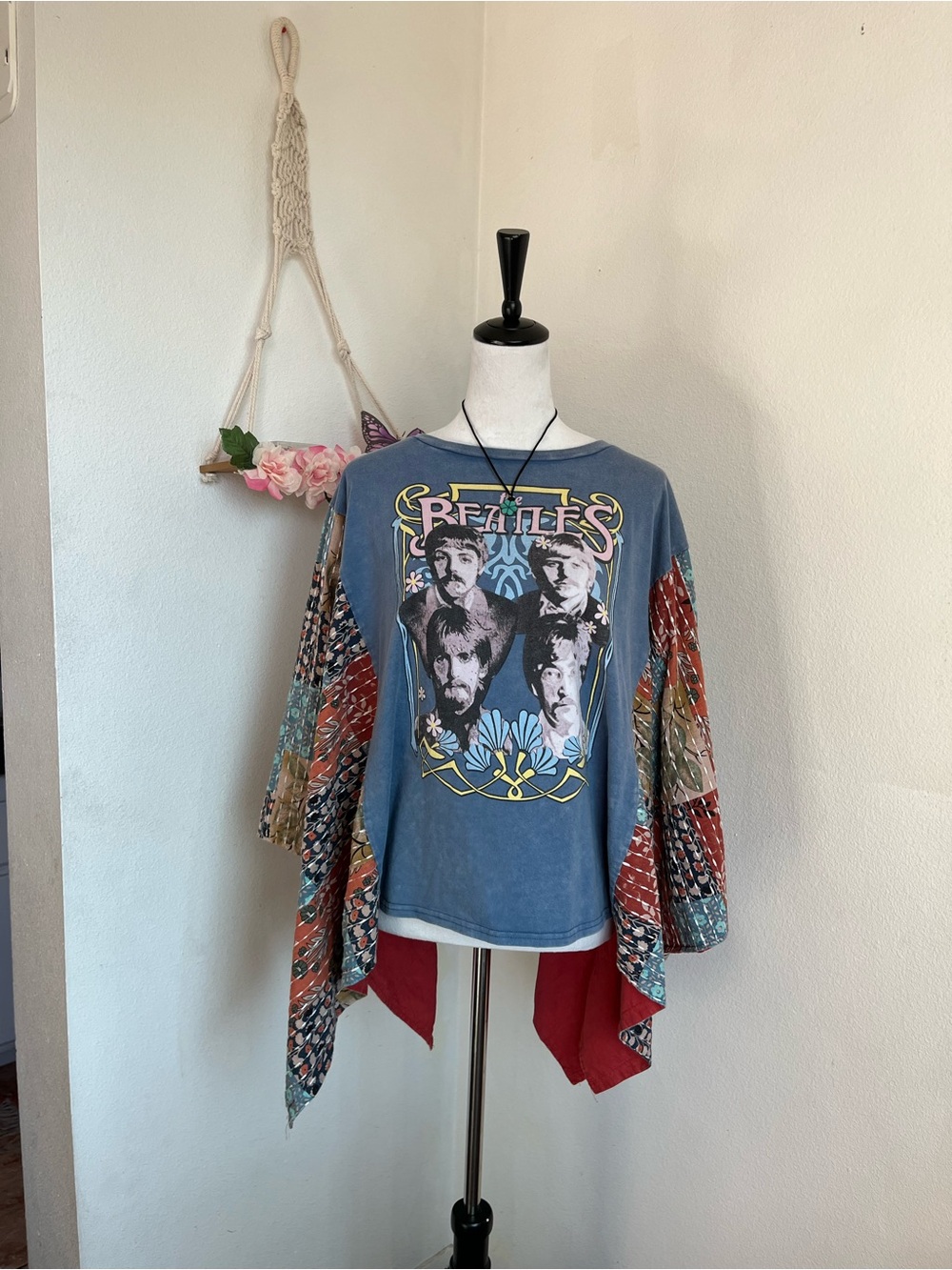 The Beatles Retro Boho Hippie Reworked Patchwork Top